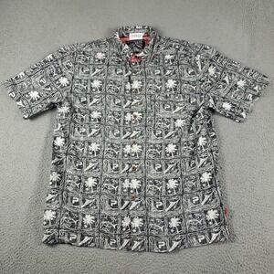 Pelagic Shirt Mens Large Black White Casual Button Up Short Sleeve